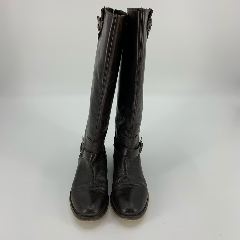 Aldo Classic Riding Boots Back Zip 40/9 Dk Brown Gem